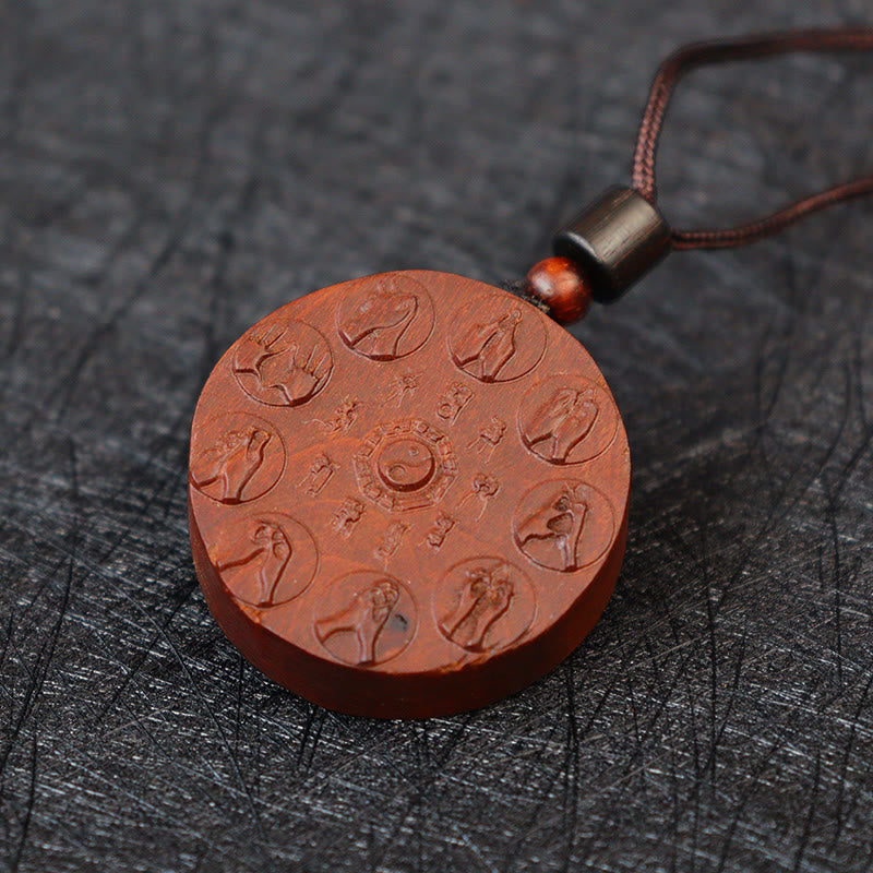 Lightning Struck Jujube Wood Yin Yang Bagua Mountain Ghosts Spend Money Protection Necklace Pendant