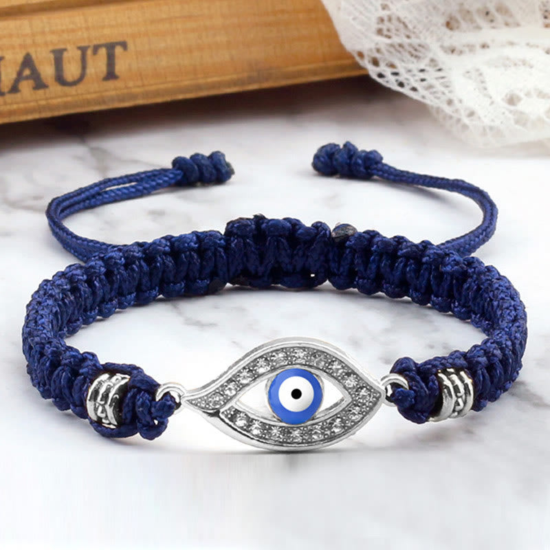 Handmade Evil Eye Red String Braided Bracelet with Gold or Silver Border