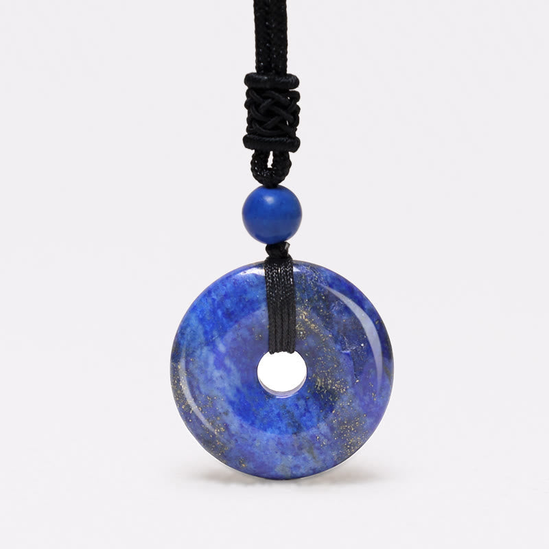 Lucky Coin Pendant Healing Crystal Gemstone Necklace