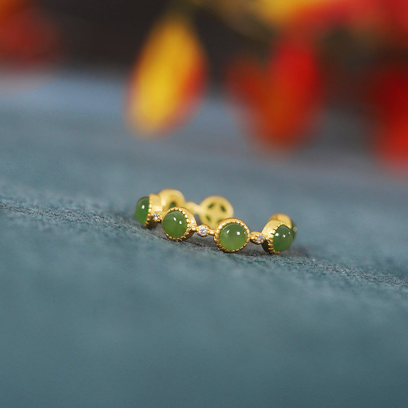 Cyan Jade Healing Calm Adjustable Ring
