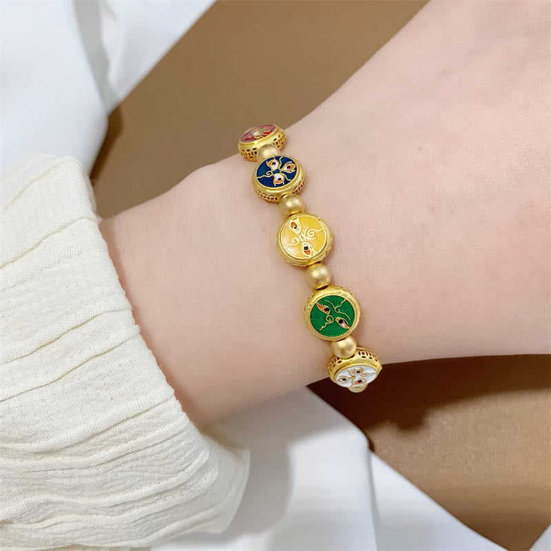 Tibetan Five Deities Gold & Copper Beaded Abundance Bracelet
