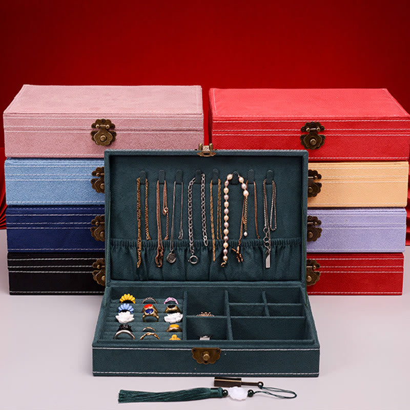Minimalist Single Layer Flannel Jewelry Organizer with Secure Lock