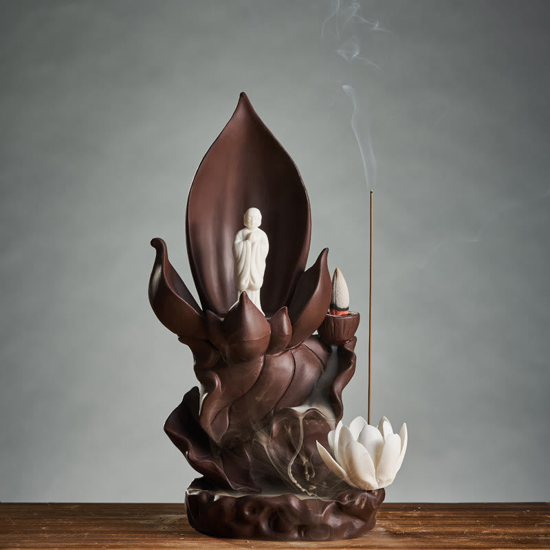 Lotus Spiritual Figure Purple Clay Incense Burner for Mindful Aromatic Rituals