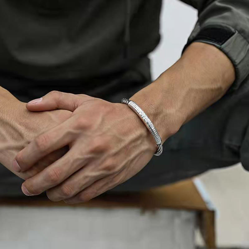 Tibetan Om Mani Padme Hum Heart Sutra Purity Cuff Bracelet