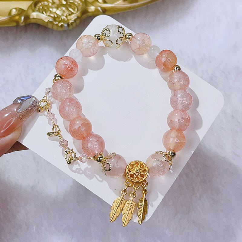 Handcrafted Glass Bead Dreamcatcher Charm Bracelet for Spiritual Connection