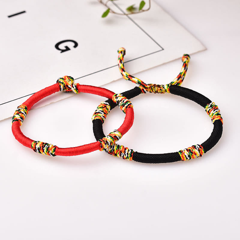 Tibetan Handmade Braided Vajra Knot Red String Bracelet