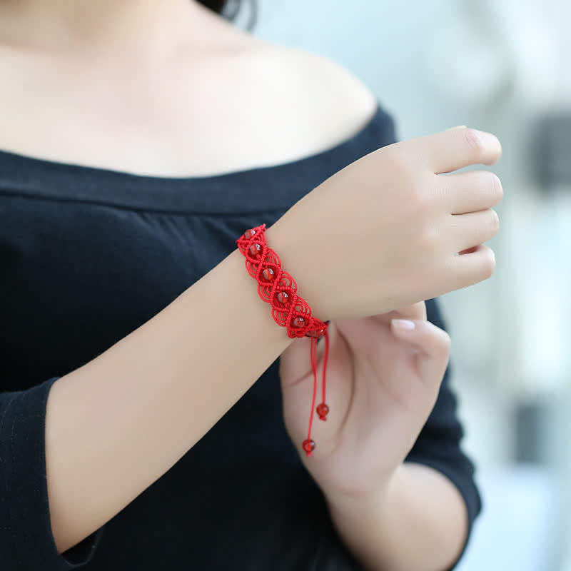 Handcrafted Red Agate Minimalist Red String Adjustable Bracelet