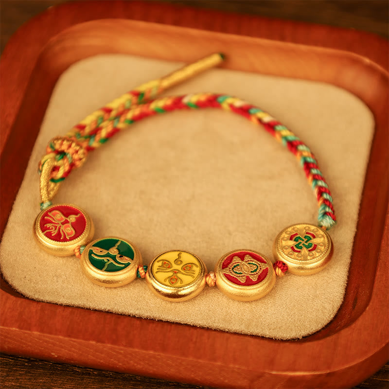 Tibetan Five God Of Wealth Colorful Rope Braided Luck Bracelet