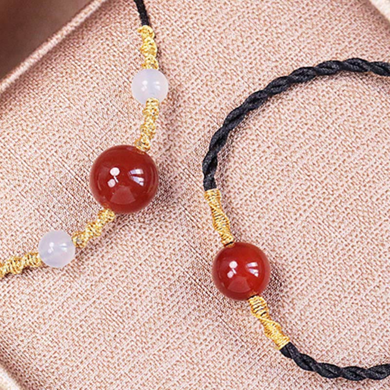 Natural Red Agate Chalcedony Self-acceptance Confidence String Bead Bracelet Necklace Pendant