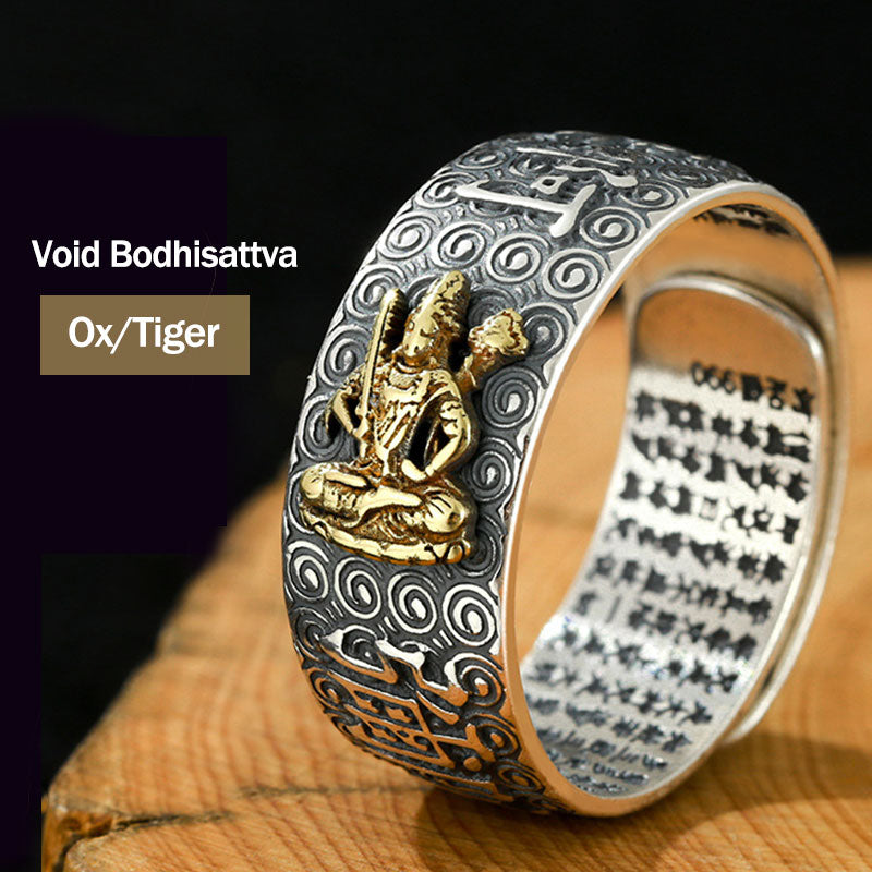 Chinese Zodiac Natal Buddha Wealth Luck Adjustable Ring