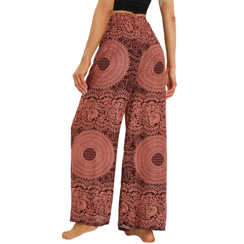 Boho Lace-up Wide Leg Pants Women's Yoga Pants