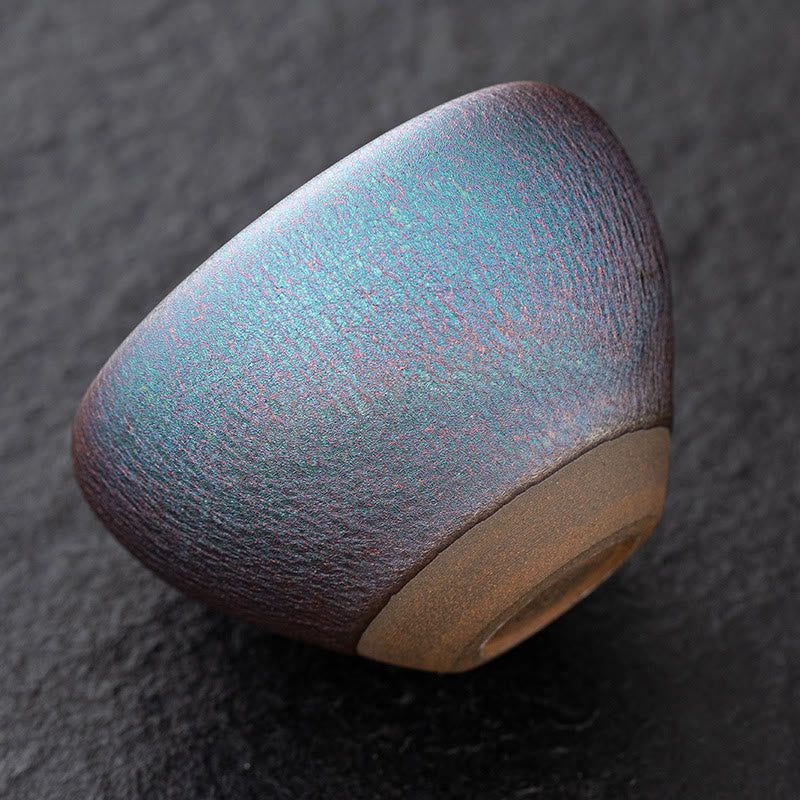 Vintage Purple Rainbow Chinese Jianzhan Kiln Change Porcelain Teacup Kung Fu Tea Cup