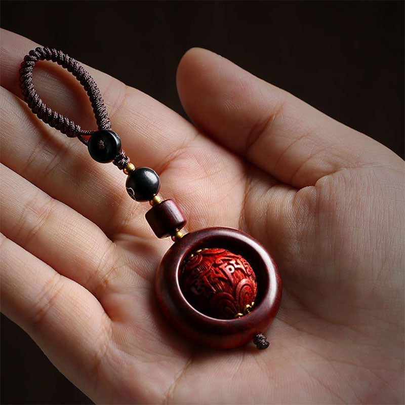 Tibetan Small Leaf Red Sandalwood Ebony Luck Protection Rotation Decoration