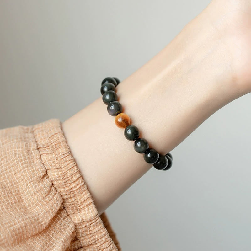 Natural Rainbow Obsidian Tiger Eye Positive Love Bracelet