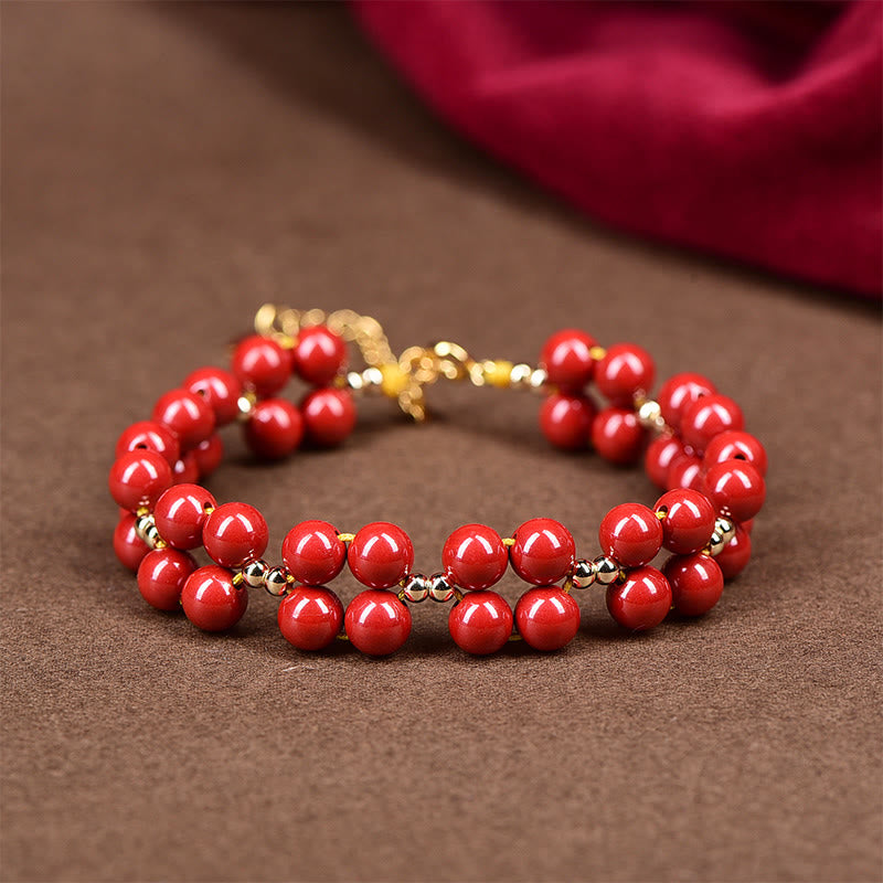 Natural Cinnabar Beaded Grounding Bracelet for Mindfulness