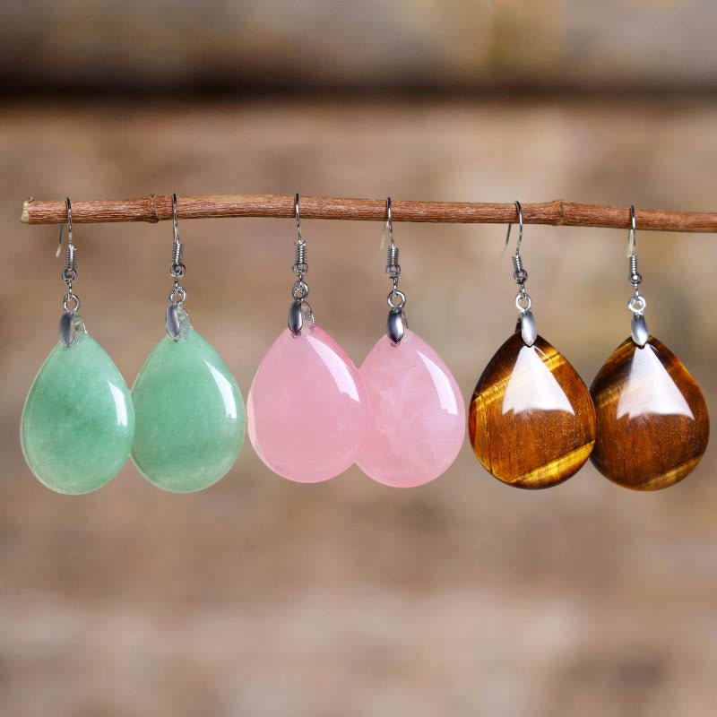 Handcrafted Natural Gemstone Dangle Drop Earrings