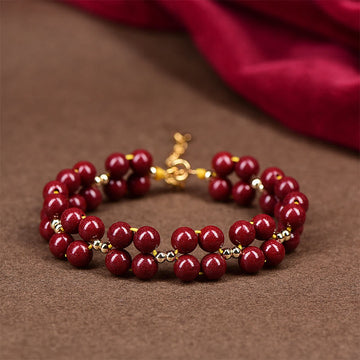 Natural Cinnabar Beaded Grounding Bracelet for Mindfulness