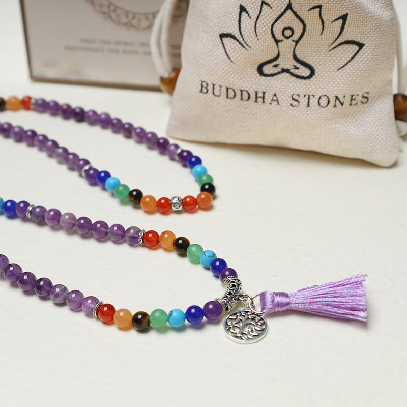 Healing Crystal Mala Prayer Beads 108 Meditation Healing Multilayer Bracelet Necklace