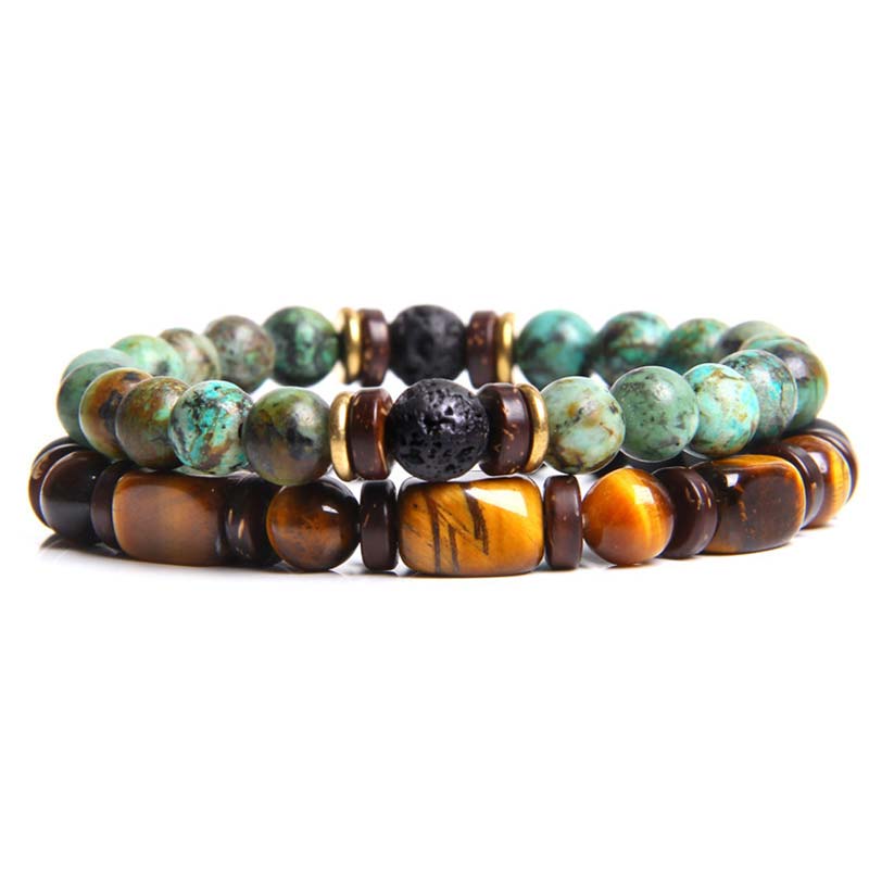 2PCS Healing Crystal Emperor Stone Tiger Eye Bead Bracelet