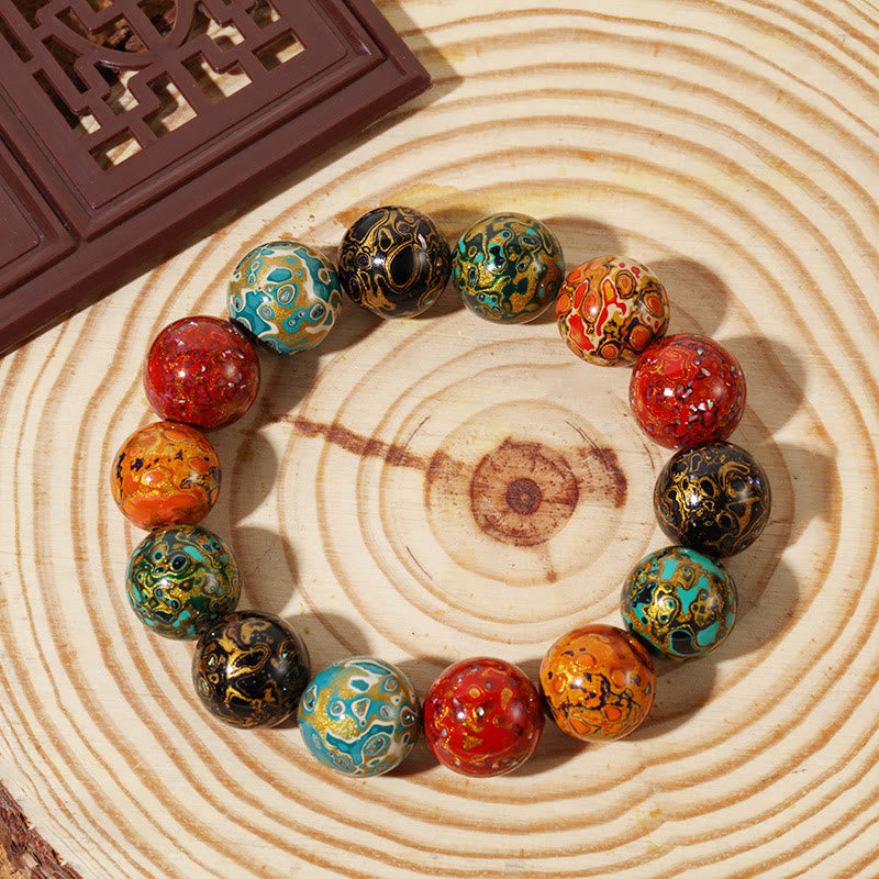Natural Multicolored Lacquer Beads Calm Bracelet