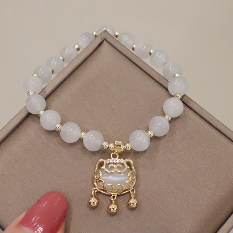 Cat's Eye Lovely Cat Pattern Pearl Love Charm Bracelet