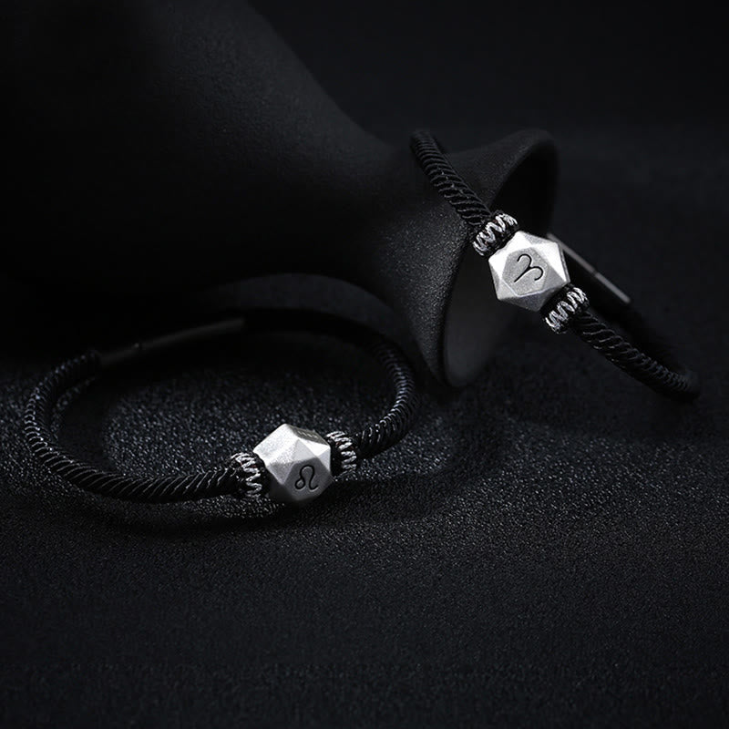 999 Sterling Silver 12 Constellations of the Zodiac Protection Handmade String Bracelet