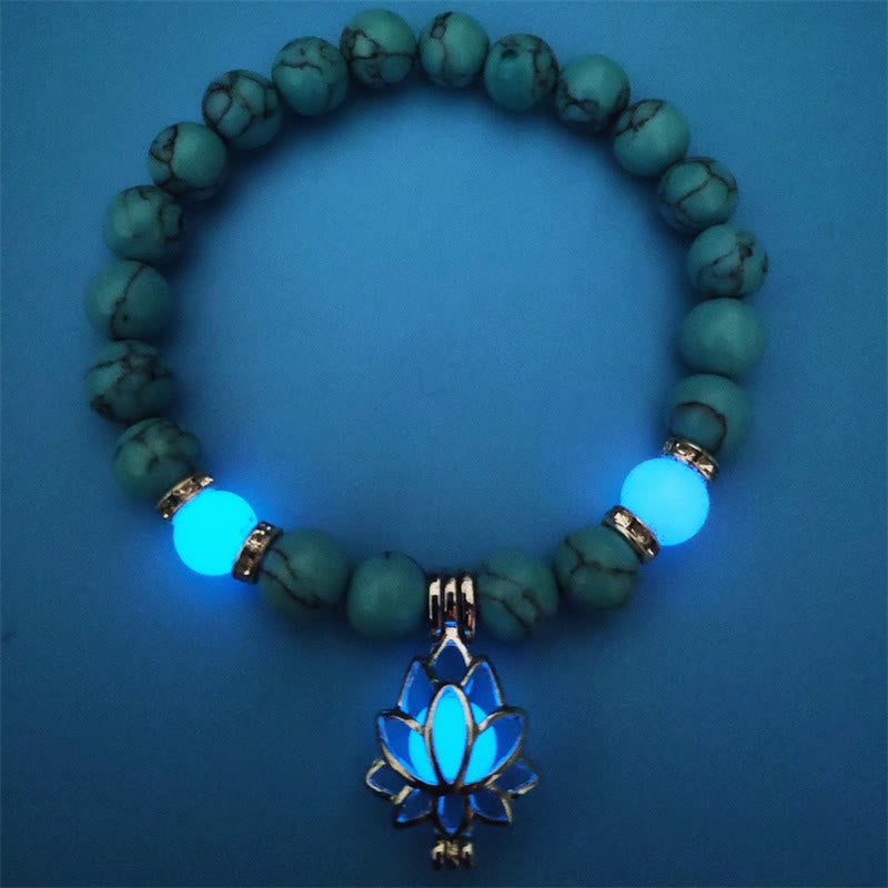Tibetan Turquoise Glowstone Luminous Bead Lotus Protection Bracelet