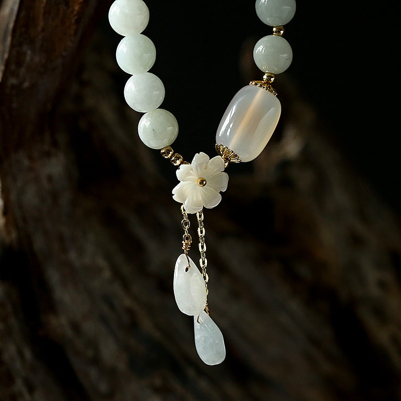 "Hoping for Purity and Peace"Natural White Jade Bracelet Includes Gift Message Card