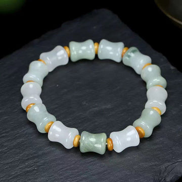 Zeniora Jade & Bamboo Pattern Elastic Bracelet