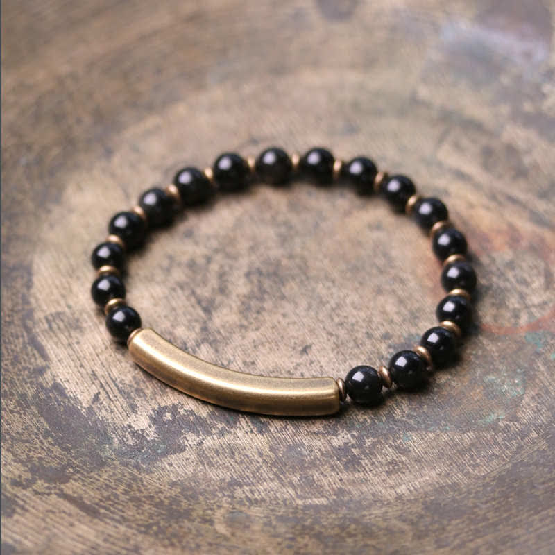 Handmade Red Jasper Moss Agate or Black Obsidian Copper Wrap Couple Bracelet