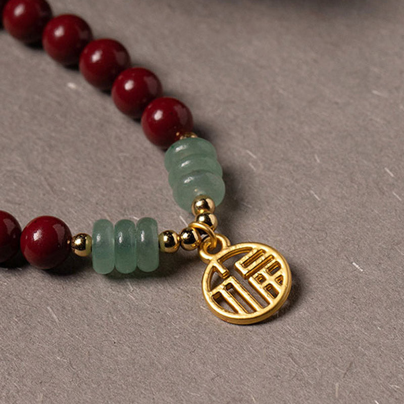 Cinnabar Green Aventurine Luck Blessing Bracelet