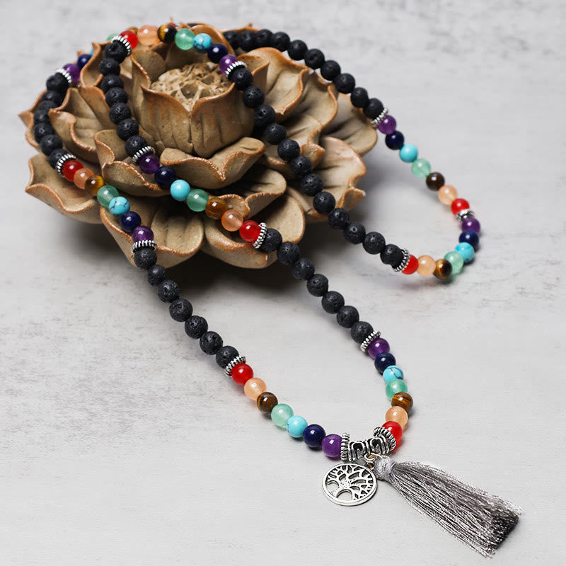 Healing Crystal Mala Prayer Beads 108 Meditation Healing Multilayer Bracelet Necklace