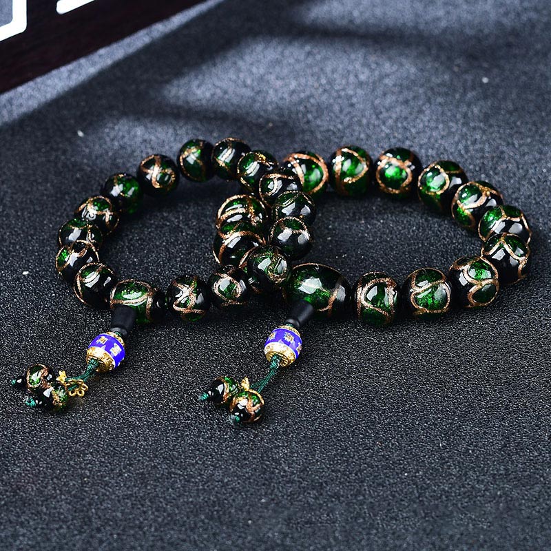 Tibetan Dragon Vein Agate Beaded Bracelet – 12mm & 14mm in Multi-Color Options