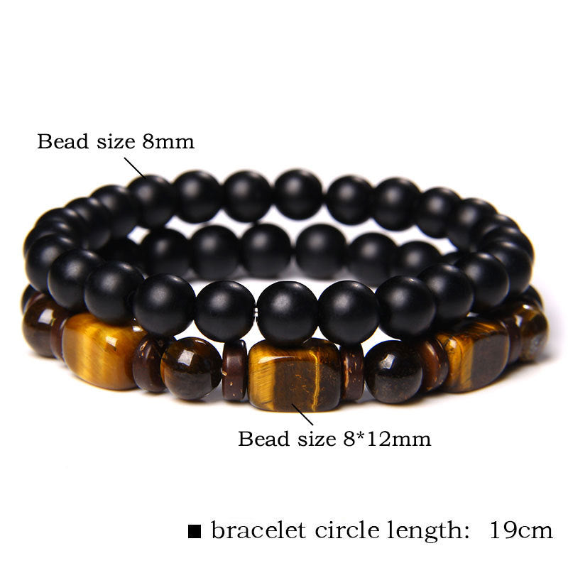 Tiger Eye Frosted Stone Hematite Courage Bracelet