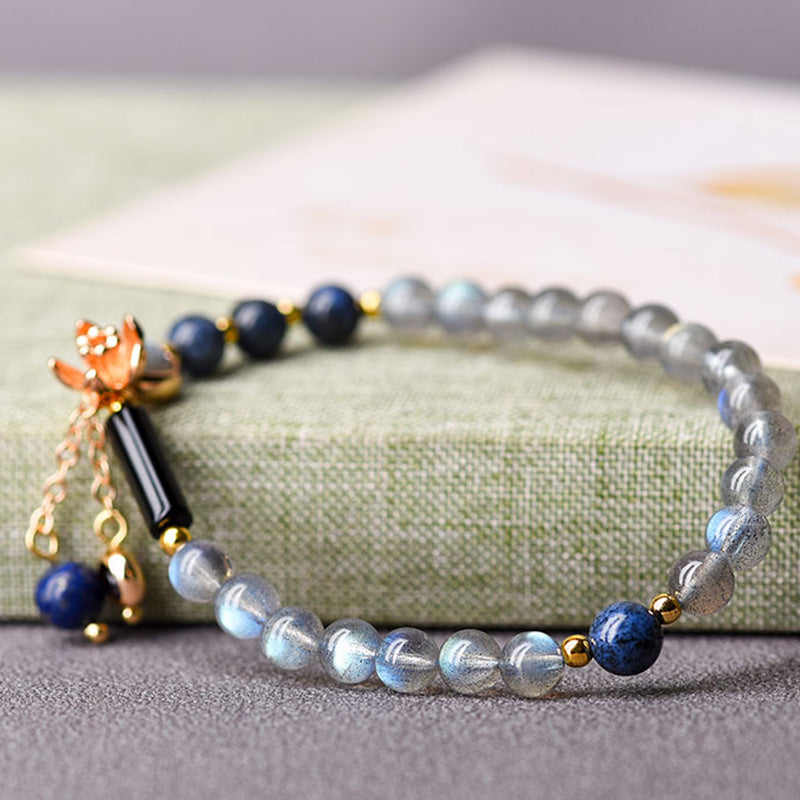 Serenity Beaded Moonstone and Lazurite Multi-Wrap Energy Bracelet