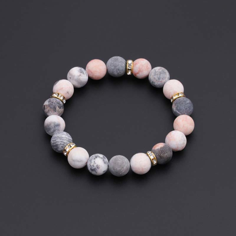 Anxiety Stress Healing Crystal Zebra Jasper Bead Bracelet