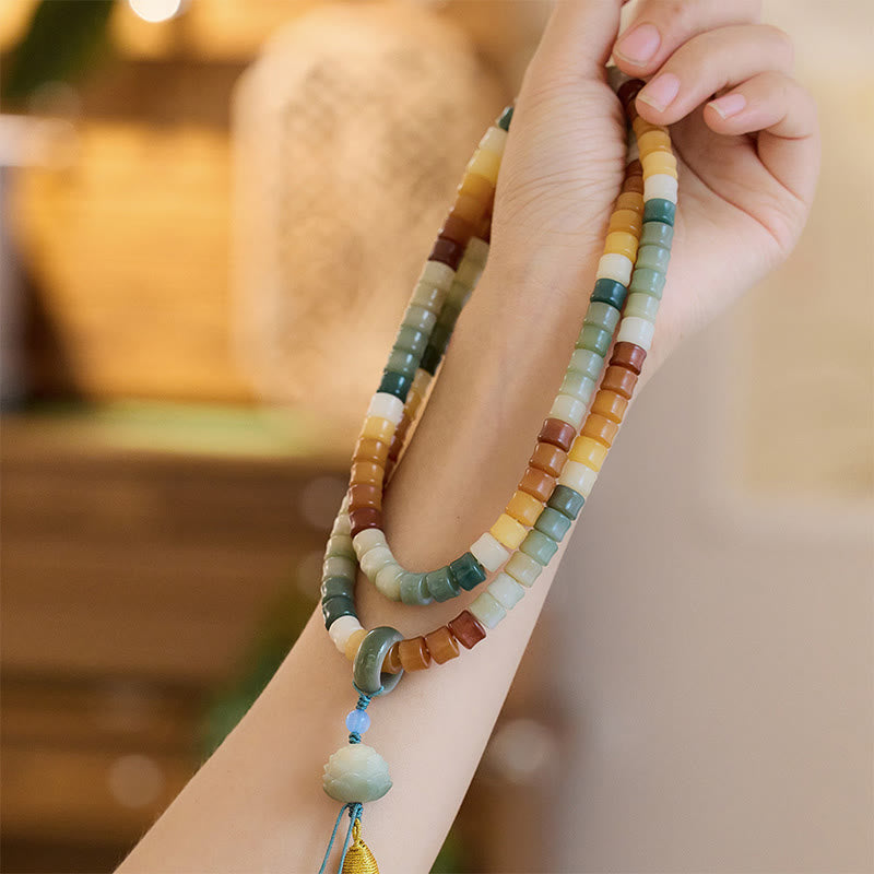 108 Mala Beads Bodhi Seed Buddha Hand Lotus Engraved Harmony Bracelet