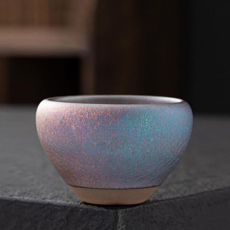 Vintage Purple Rainbow Chinese Jianzhan Kiln Change Porcelain Teacup Kung Fu Tea Cup