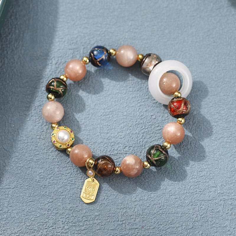 Tibetan Incense Ash Liuli Copper Om Mani Padme Hum Prayer Wheel Gemstone Bracelet