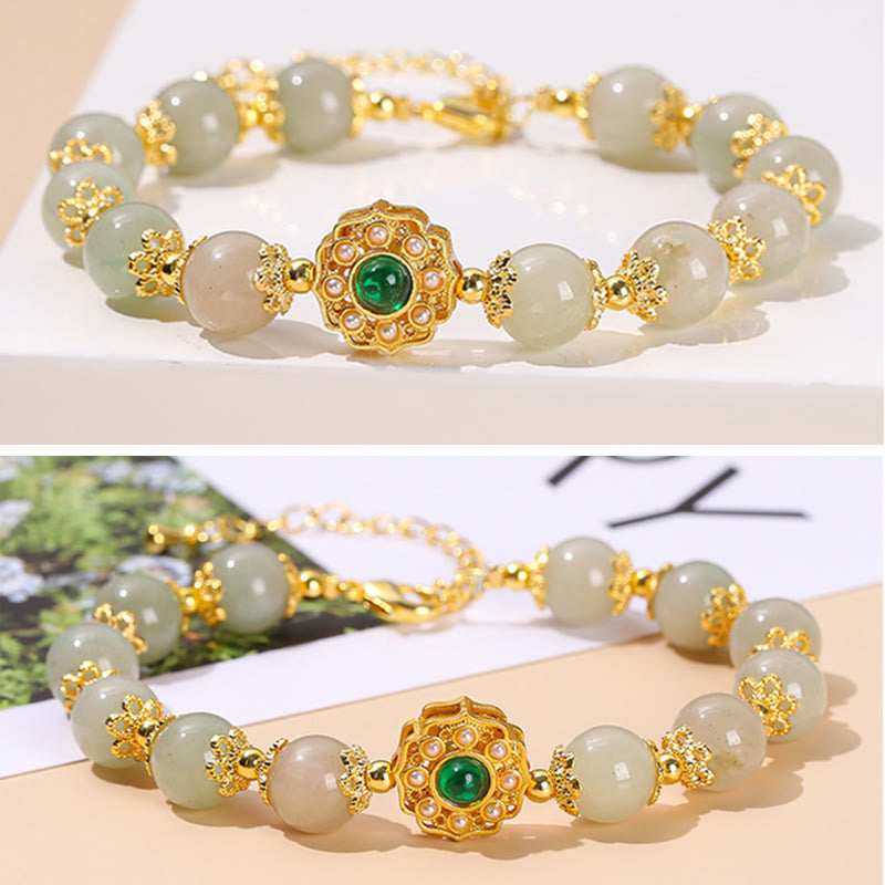 Natural Jade Prosperity Bead Chain Bracelet