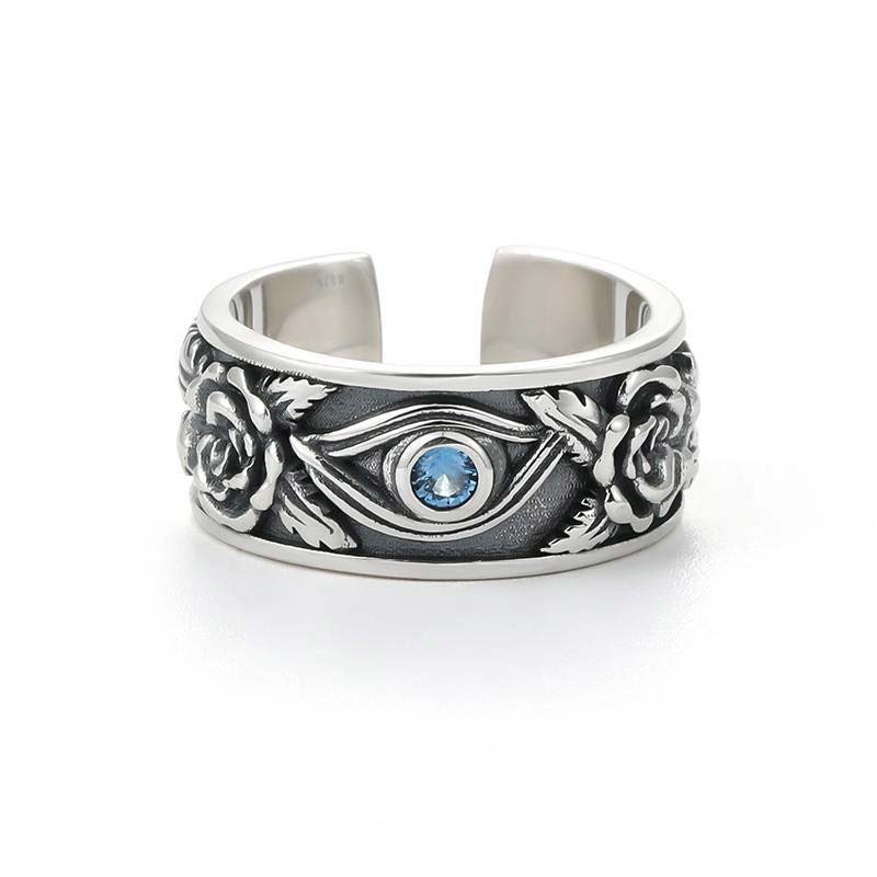 Eye of Horus Copper Adjustable Open Band Unisex Ring