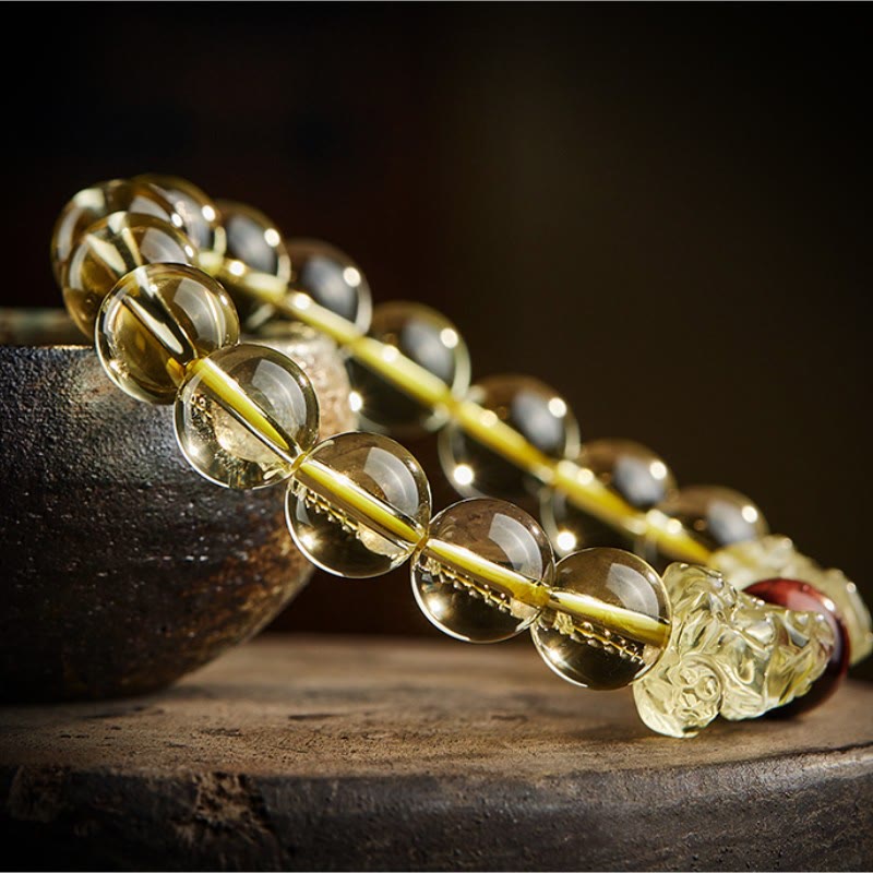 Natural Citrine Double PiXiu Tiger Eye Prosperity Protection Bracelet
