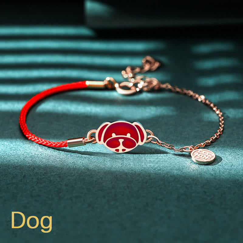 925 Sterling Silver Color-changing Chinese Zodiac Luck Protection Red String Chain Bracelet