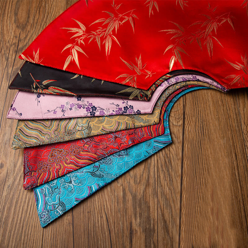 Vintage Sea Wave Bamboo Plum Blossom Embroidered Cup Mat Pad Tea Cup Coaster Kung Fu Tea Mat