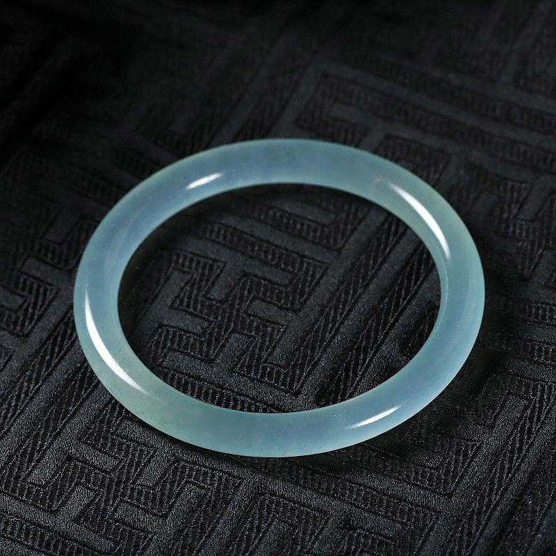 Natural Jade Hand-Carved Solid Gemstone Bangle Bracelet