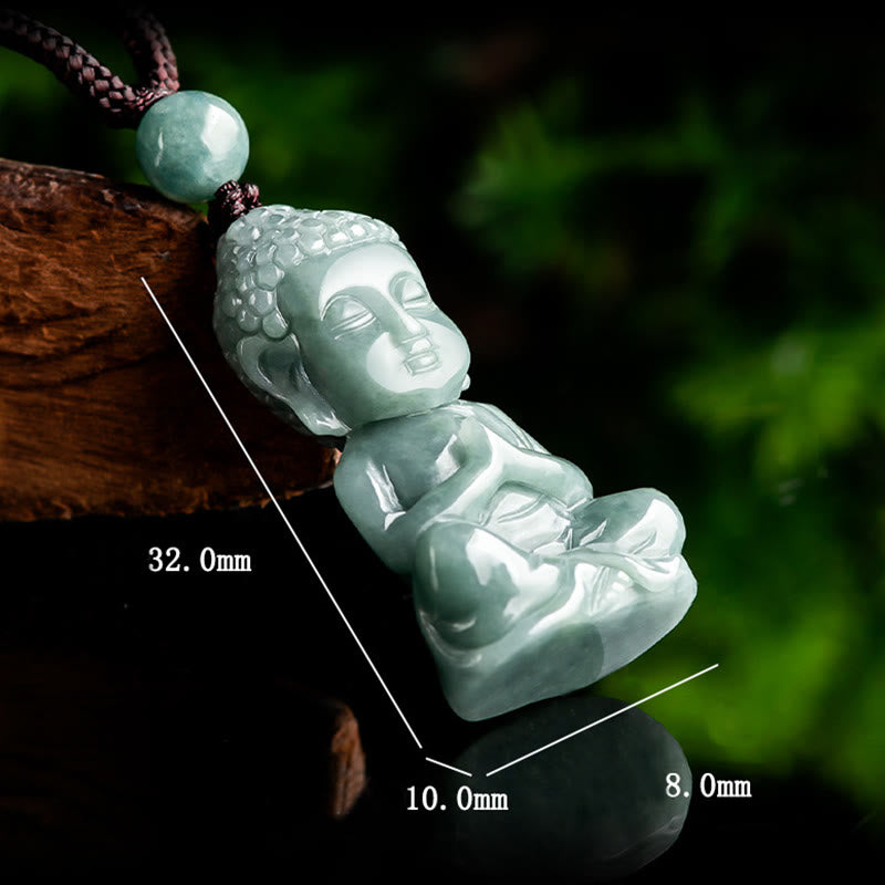 Natural Jade Meditation Buddha Amulet Serenity Necklace Pendant