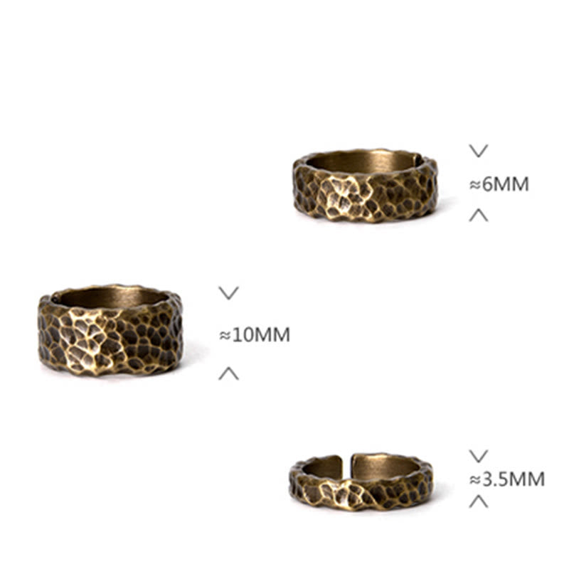 Handcrafted Tibetan Bump Texture Adjustable Copper Brass Ring for Men & Women