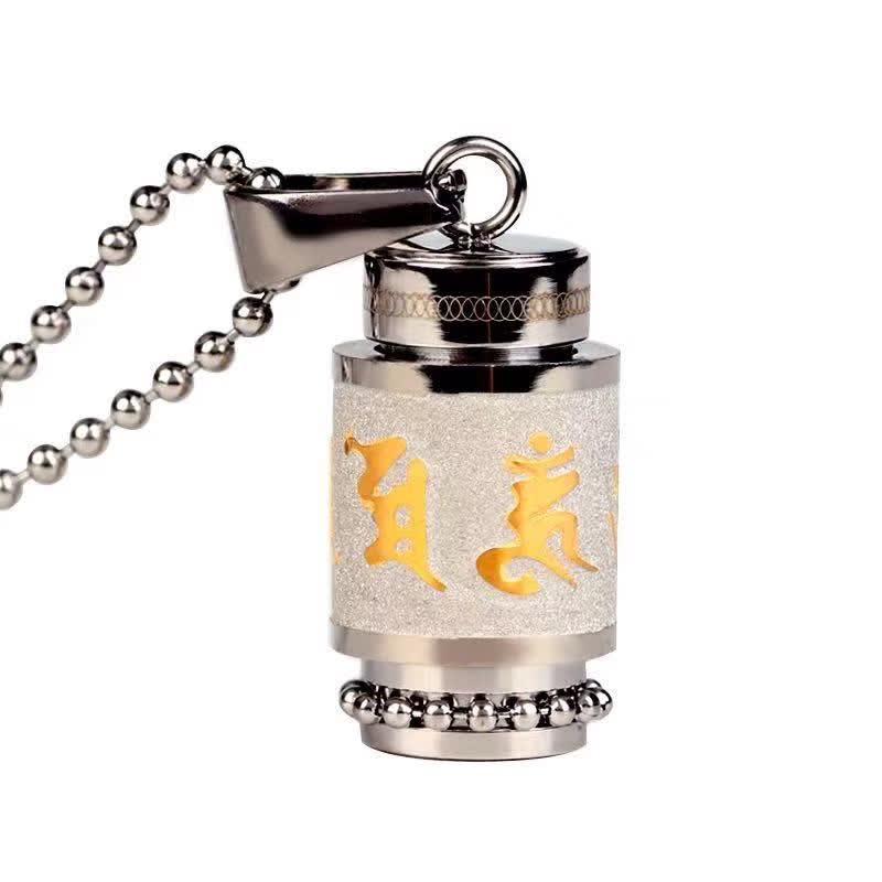 Tibet Om Mani Padme Hum Shurangama Mantra Titanium Steel Wisdom Amulet Necklace Pendant