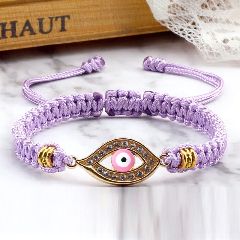 Handmade Evil Eye Red String Braided Bracelet with Gold or Silver Border
