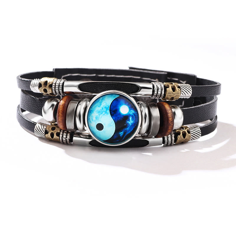 Yin Yang Leather Balance Bracelet